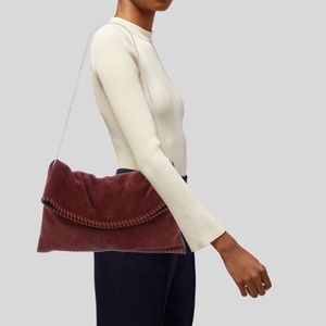 All Saints Fleur de Lis Mahogany Suede Clutch/Bag